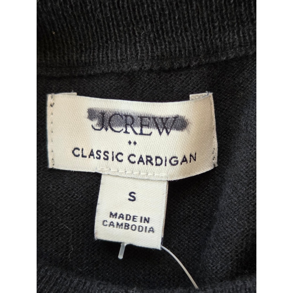 J.Crew Classic Cotton Cardigan Button Front Women Size S Black NWT E5957‎ - Picture 4 of 6